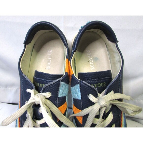 Soludos Womens Shoes Blue Leather Rainbow Wave  Chill Out Sneakers 8.5 - Picture 8 of 12